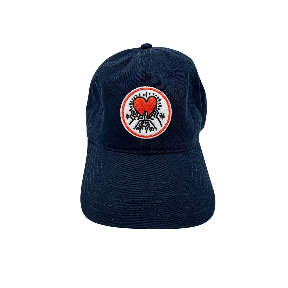Keith Haring Foundation MAD ENGINE Navy Blue Embroidered Heart Baseball Cap OS